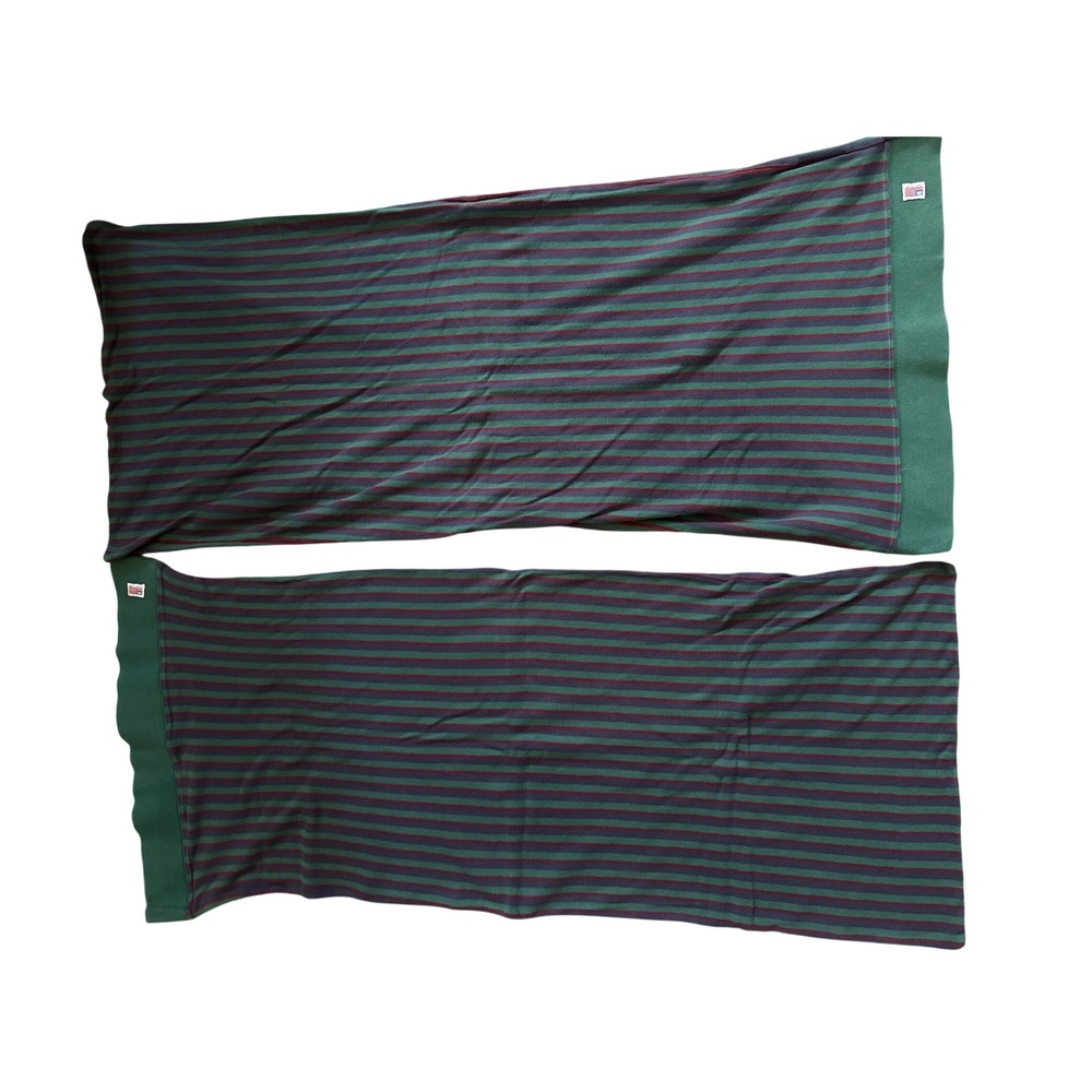 Ralph Lauren Striped Pillowcase Set 2 Green Navy Burgundy RL Flag Pique Cotton